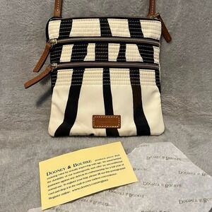 DOONEY & BOURKE TRIPLE ZIP B&W ZEBRA CROSSBODY PURSE/Authentic Papers New -notes